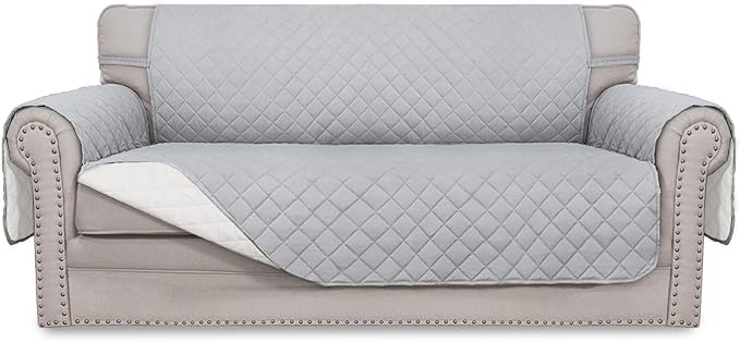 Easy-Going Reversible Couch Cover, 2 Cushion Sofa, Light Gray/Ivory | Oversized Loveseat Slipcover For Dogs, Water Resistant Mat, Living Room, Non-Slip Sofa Cover, Pet Friendly by Easy-Going