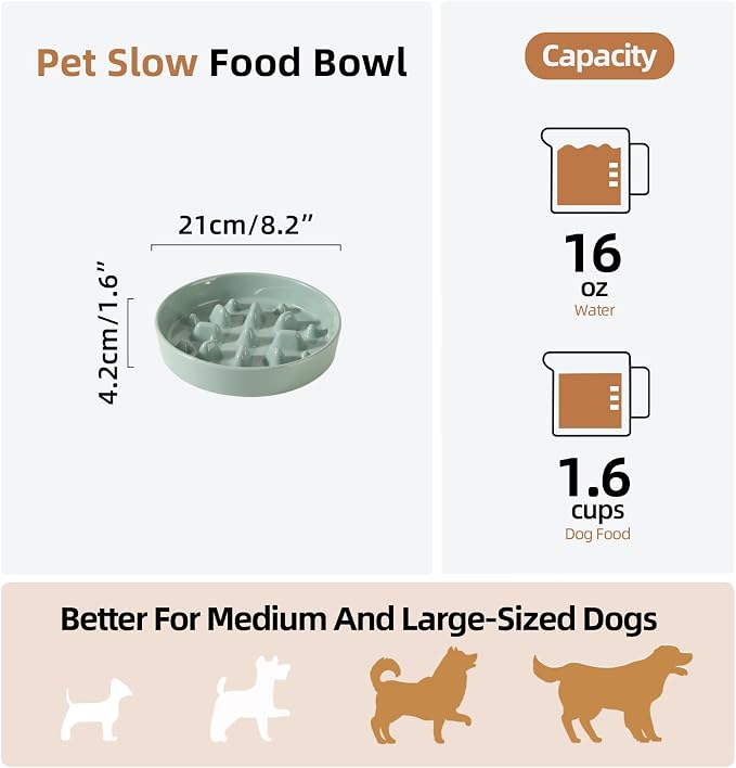 Havniva Dog Bowls Slow Feeder, Ceramic Slow Feeder Dog Bowls for Fast Eater | 1.6 Cups Dog Food Bowl Puzzle Feeder, Slow Feeding Bowls for Medium Breed, Non-Slip Base, Anti-Choking - Image 2