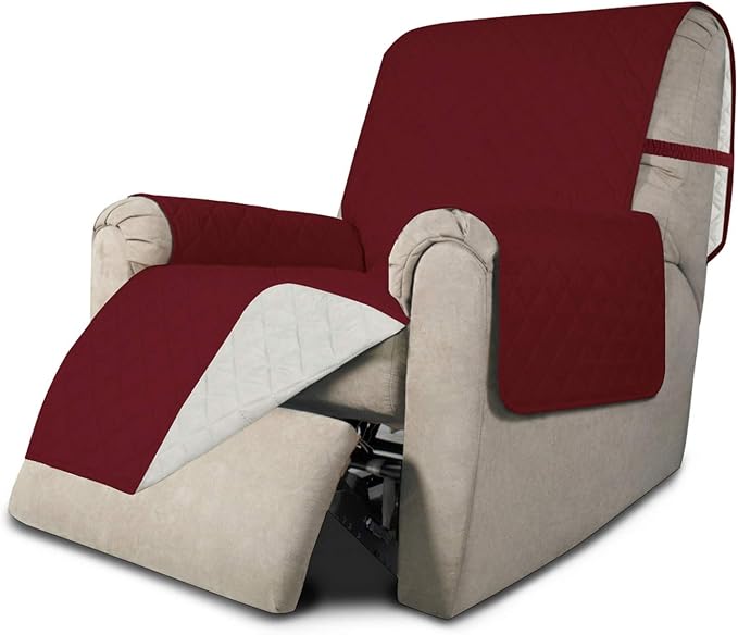 Easy-Going Reversible Couch Cover, Recliner 19 in, Christmas Red/Ivory | Machine Washable Slipcover For Dogs, Water Resistant Furniture Mat For Living Room, Non-Slip Sofa Cover, Pet Friendly by Easy-Going