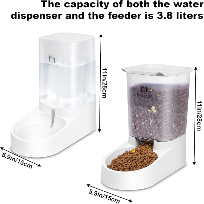 Marchul Dog Feeder, Gravity Cat Feeder and Water Dispenser Set, Automatic Pet Food Bowl and Waterer Large Capacity for Small Medium Pets Puppy Kitten Rabbit (1 Gallon / 3.8L) - Image 4