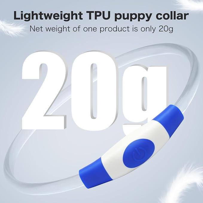 Light Up Dog Collar, High Visibility LED Dog Collar Rechargeable- Rainproof TPU Cuttable Glowing Pet Collar for Small Dogs & Cats - Puppy Safety Lights for Night Walking (XS- Blue 40cm) - Image 2