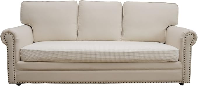 Eismodra Couch Covers for 3 Cushion Couch Sofa Magic Stretch Sofa Slipcover for Dogs Pet L Shape 2 Seat Replacement Furniture Protector,Cream White Length 65-78 inches(Only 1 Piece) by Eismodra