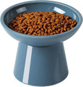 LoeJan Elevated Cat Food and Water Bowls Set, Extra Wide and Raised Ceramic Feeder, Anti-Vomit Whisker-Free Pressure Feeding Bowl for Kittens Adult Small Dogs (Deep Blue, Food Bowl) by LoeJan