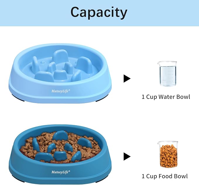 MateeyLife 2-Pack Slow Feeder Dog Bowls, 1 Cup, Dog Puzzle Feeder Bowl | Food-contact safe, dishwasher safe, non-slip base, maze design, for fast eaters, for dogs and cats, daily mealtimes - Image 5