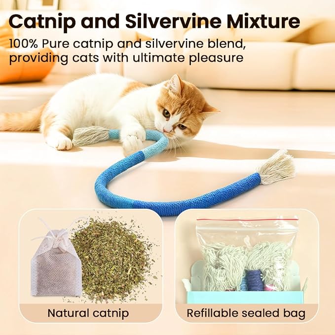 Retro Shaw Catnip Cat Toys Chew Ropes, for Indoor Cats Chew Kicker, 23.6" | Natural Catnip, Durable Safe Teeth Cleaning Chew Toy String, Kitten Nip Kitty Kicking, Interactive Fun, 3 Pack - Image 7