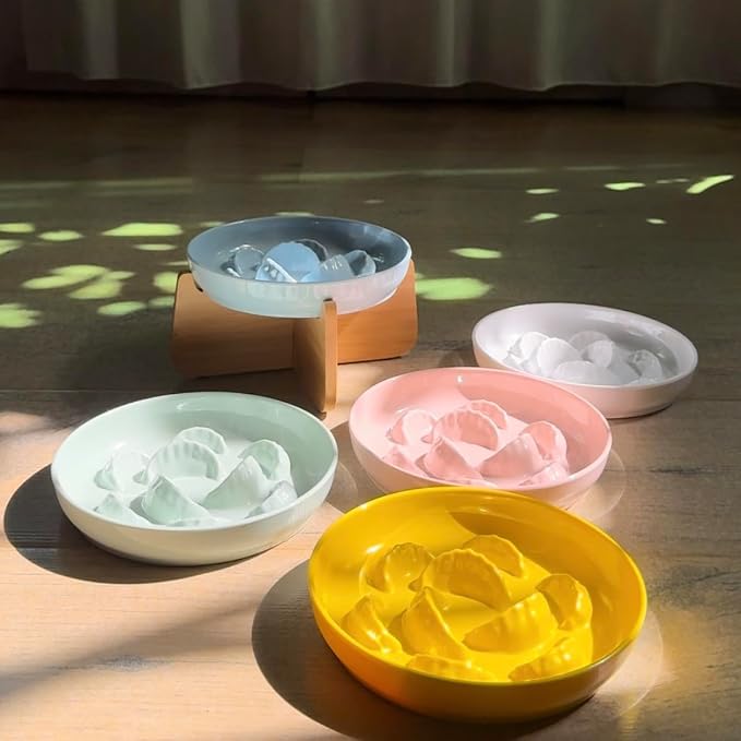 Slow Feeder Cat Bowl with Stand - Unbreakable Elevated Slow Feeder Bowl for Cats - Melamine Puzzle Raised Cat Food Bowl - Whisker Friendly & Wet & Dry Food- Dishwasher Safe & Non Slip (Green - Image 9