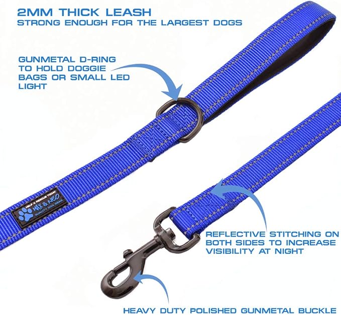 Max and Neo Double Handle Traffic Dog Leash - Reflective, Donates to Dog Rescue (Black, 6 FT) - Image 4