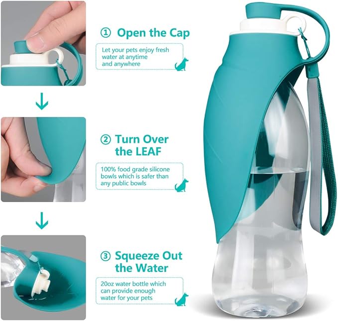 TIOVERY Dog Water Bottle for Walking, Pet Water Dispenser Feeder Container Portable with Drinking Cup Bowl Outdoor Hiking, Travel for Puppy, Cats, Hamsters, Rabbits and Other Small Animals 20 OZ - Image 4