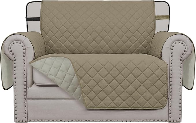 Easy-Going Reversible Chair Cover Washable Sofa Cover for Dogs Water Resistant Couch Slipcover Furniture Protector Cover with Adjustable Straps for Pets (Chair 30 in, Beige/Beige) | Machine Washable Slipcover For Dogs, Water Resistant Furniture Mat For... by Easy-Going