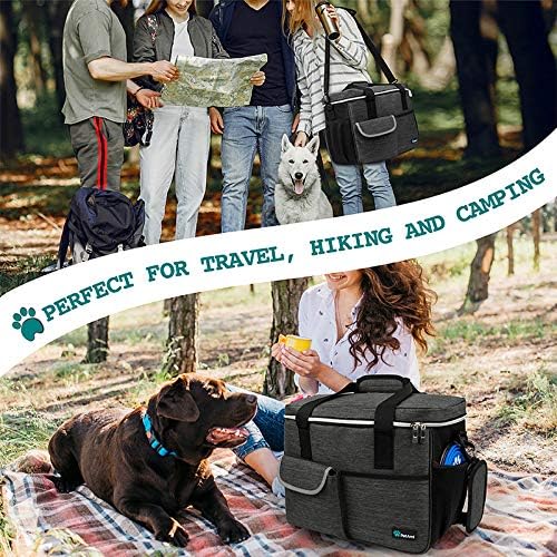 PetAmi Dog Travel Bag Organizer, Pet Supplies Diaper Tote, Dark Gray Medium | Pet Travel Kit with 2 Food Containers & 2 Collapsible Dog Bowls, Luggage Sleeve, Weekend Getaway Road Trip Camping Essentials - Image 6