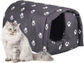 Fhiny Stray Cats Shelter, Waterproof Outdoor Cat House Foldable Warm Pet Cave for Winter Wild Animal Tent Bed Anti-Slip Kitten Cave for Feral Cat Dog Puppy Weatherproof Black (M:17.7"×15.7"×13.7") by Fhiny