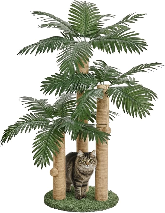 LEMONDA 31.5Inch Cat Scratching Post | Cat Scratcher Tree, Cat Scratching Posts,3 Scratching Poles,2 Interactive Dangling Balls, For Indoor Kitten & Adult Cats by LEMONDA