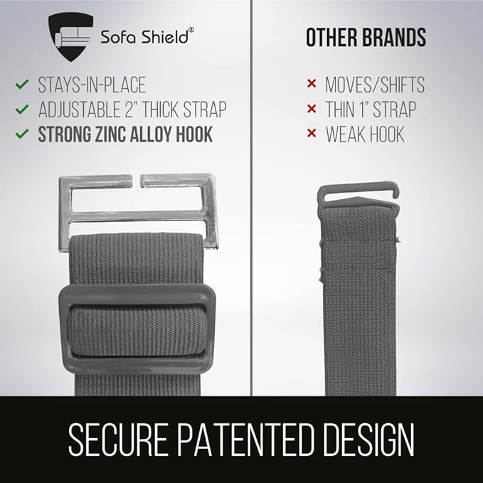 Sofa Shield® Couch Small Sofa Slip Cover for Dogs with Strap, Black Gray | Reversible Furniture Protector, Stain and Tear Resistant Cushion Cover, Machine Washable Slipcover for Pets, Cats 70 inch - Image 7