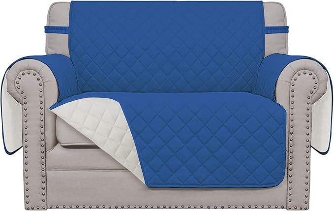 Easy-Going Reversible Couch Cover, Oversized Chair, Blue/Ivory | Machine Washable Slipcover For Dogs, Water Resistant Furniture Mat For Living Room, Non-Slip Sofa Cover, Pet Friendly by Easy-Going