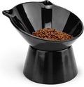 Raised Cat Bowls, 6.3" Extra Wide Shallow Elevated Cat Bowl Detachable, 15° Tilted Whisker Friendly Cat Feeding Bowl, 16oz Capacity, Anti-Vomiting, Neck Protection, Food&Water for Cats Puppies, Black by Unknown