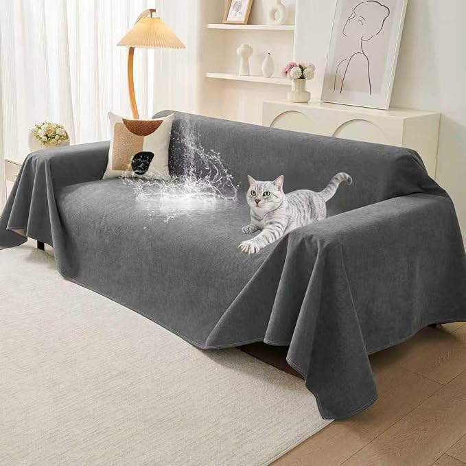 Warmstar Couch Protector from Cat Claws, Waterproof Couch Cover Anti Slip | Couch Cover 3 Cushion Sofa Washable,Anti-Scratch Pet Sofa Cover Heavy Duty,71"X118", Dark Grey by Warmstar