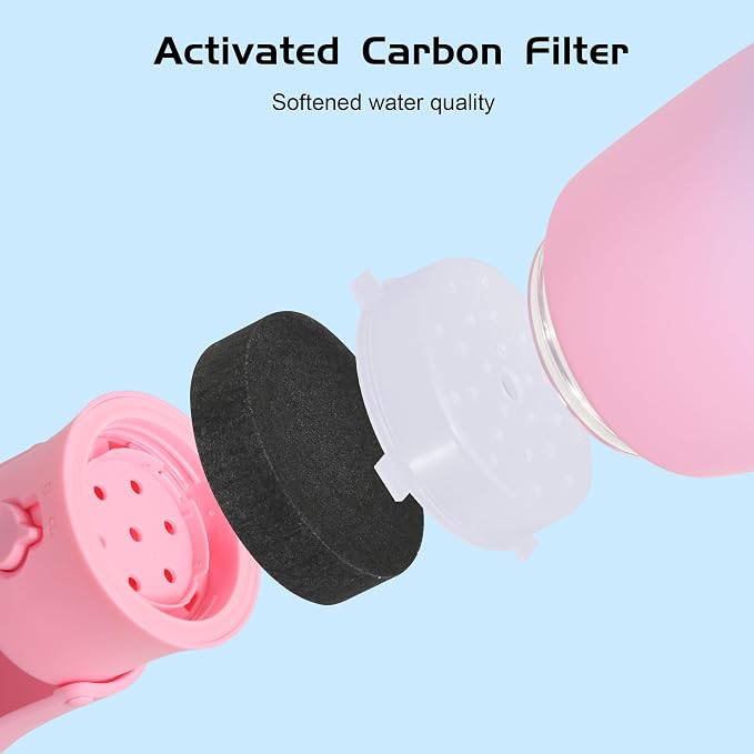 Portable Dog Water Bottle 19oz Pink | Foldable pet water dispenser, food grade plastic, ease to use for outdoor walking, hiking, travel - Image 2
