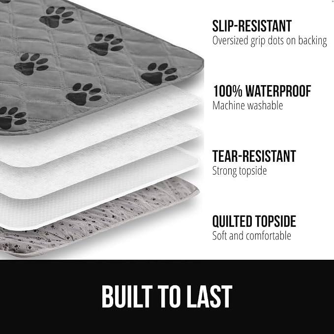 GORILLA GRIP® Waterproof Dog Blanket, Couch Cover for Dogs, 30x70 Gray Paw | Silicone Grip Backing, Washable, Leakproof, Protects Sofa, Sectional, Bed, Crate, Car and RV, Senior Pet Essential - Image 2