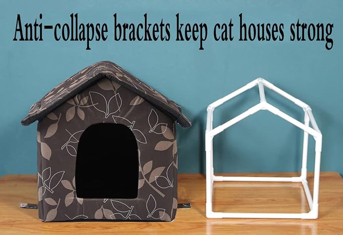 Outdoor Cat House Cat House for Outdoor and Indoor Use - Waterproof Shelter for Cats, Dogs, and Feral Animals (Brown, Large) - Image 2