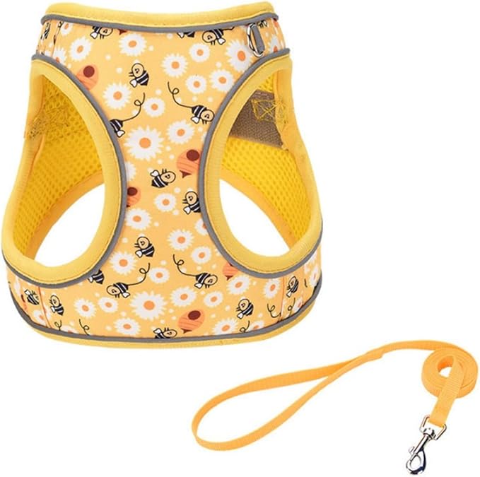 Step in Dog Harness No Pull Honeybee Adjustable Soft Mesh Harness | Padded Reflective Pet Vest Harness and Leash Set for Small Medium Dogs by KocaPlye