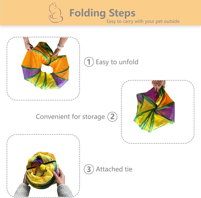 8-Shaped Cat Tunnel Toy Interactive Foldable Playhouse Maze Toys for Cats, Kittens, Rabbits & Small Pets with Playing Balls Collapsible Play Tube for Indoor Fun & Exercise (Multicolor) - Image 6