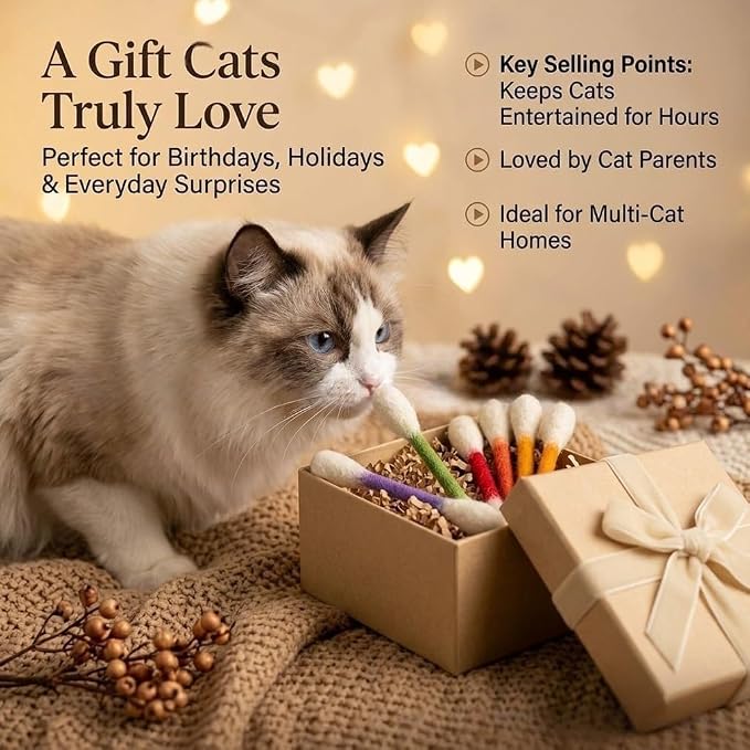6 PCS Swabs Cat Toys with Catnip,Cat Qtip Toy,Cotton Swabs Cat Toys with Catnip,Durable for Chew,Interactive Kitty Kick Sticks for Cat Lovers Gift,Sturdy Teething Chew Toy (Colorful) - Image 2