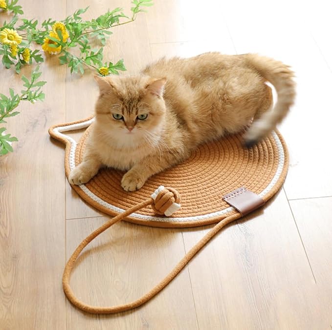 Cat Scratcher Mat, Natural Cotton Rope Cat Scratch Pad, 15.7'' Round Horizontal Floor Cat Scratching Pads for Indoor Cats, Cat Furniture Protector for Wall, Couch, Carpets, Sofas - Image 7