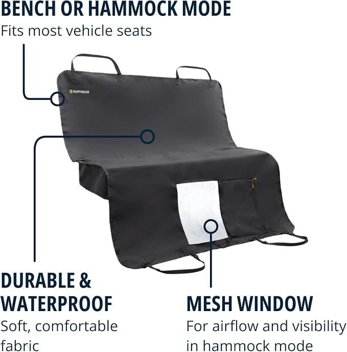 Ruffwear, Dirtbag Dog Car Seat Cover, Waterproof, Basalt Gray | 300D Heavy Duty Scratch Proof Nonslip Hammock or Bench, Durable Machine Washable, Back Seat Protector for Cars, SUVs & Trucks - Image 3