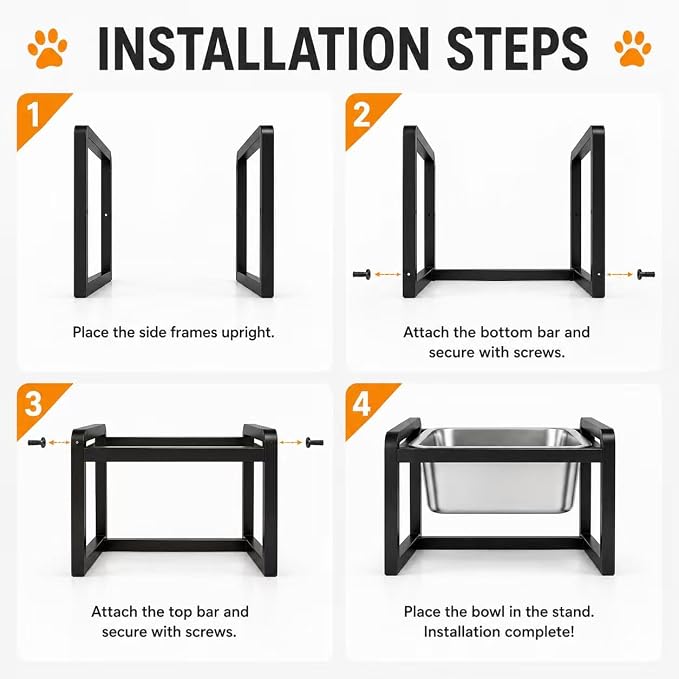Adjustable Height Elevated Large Dog Water Bowls with Stainless Steel Bowls and Metal Stand，4-Level (8/10/12/14 Inches) Pet Bowl for Dogs for Large Medium Dogs - Durable, Easy to Clean (2.4gallon) - Image 8