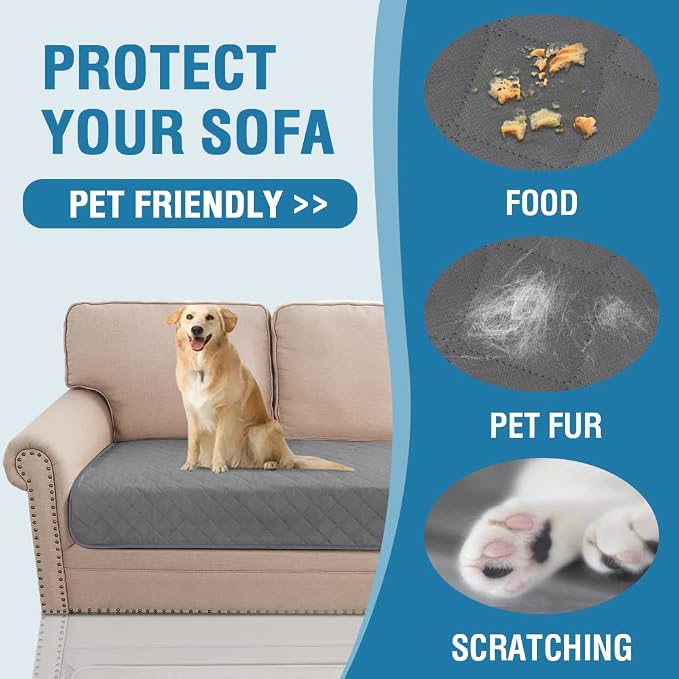 H.VERSAILTEX Couch Cover for Dogs Washable 100% Waterproof Sofa Cushion Cover Dog Bed Cover Non-Slip Pet Blanket for Sofa Cushion Protector, 35" x 82", Grey - Image 6