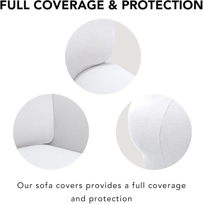 PureFit Stretch Couch Covers for Sofa 4 Seater Slipcovers White | 1-Piece Sofa Cover Washable Soft Couch protector, Couch Slipcover with Non Skid Foam and Elastic Bottom for Kids, Dogs - Image 3