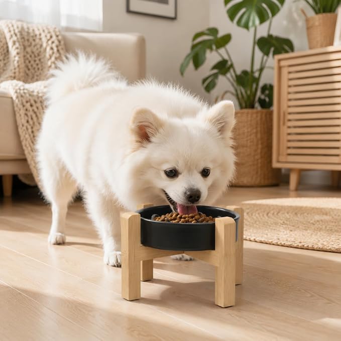 Ceramic Slow Feeder/Dog Bowl for Small Medium Dogs,Elevated/Raised Slow Feeding Dog Food Water Dish Heavy Weighted,Puzzle Eating Bow (Black, 8.26in) - Image 6