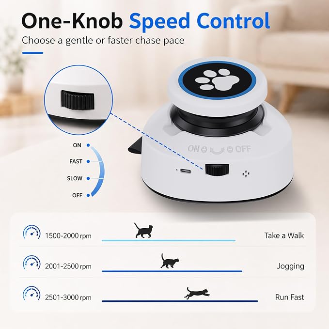 Automatic Cat Toy for Indoor Cats, Interactive Cat Chase Toy with Moving Feather Lure, DIY Floor Route Kit, Rechargeable Self-Play Cat Exercise Toy - Image 3