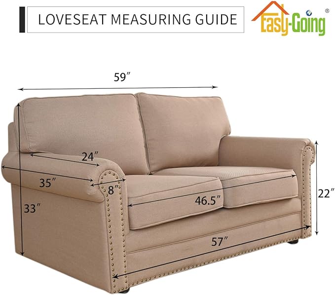 Easy-Going Reversible Couch Cover, 2 Cushion Sofa, Peacockblue/Beige | Loveseat, Slipcover For Dogs, Water Resistant Furniture Mat, Living Room, Non-Slip Sofa Cover, Pet Friendly - Image 7