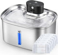 Wireless Cat Water Fountain Stainless Steel, 5L/169oz Automatic Pet Water Dispenser with 5000mAh Battery, 3 Modes (Sensor/Timer/Continuous), Ultra Quiet Pump & 6 Replacement Filters for Cats & Dogs by BOORCA