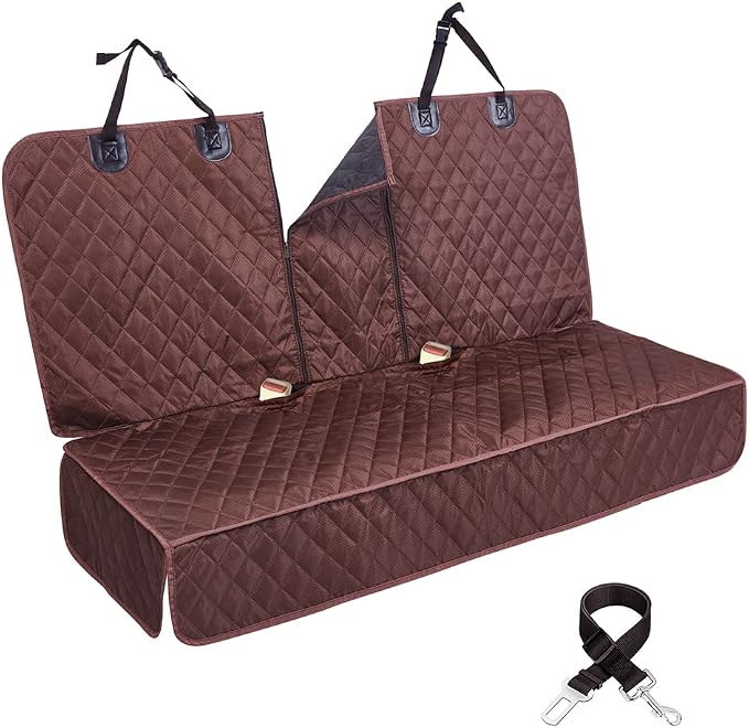 ANOSOSPECIAL Dog Car Seat Cover for Back Seat Cover for Kids,Non Stick Fur Rear Seat Protector for Pet,Nonslip Waterproof Universal Fit Interior for Auto SUV(XL, Coffee Brown) - Image 7