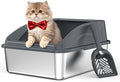 AIPERRO Stainless Steel Litter Box | Metal Litter Box with Lid for Kitty | High Sided, Low Entry for Small Cats or Injured Cats | Bunny Litter Boxes | Odor-Free & Non-Stick | Includes Litter Cat Scoop by AIPERRO