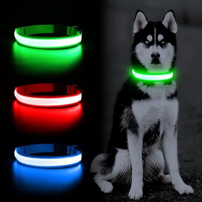 YFbrite Ultra Light Adjustable LED Dog Collar, Light up Dog Collars Rechargeable Glowing in The Dark Collars Visiblity & Safety for Small, Medium, Large Dogs (Green, Small) - Image 2