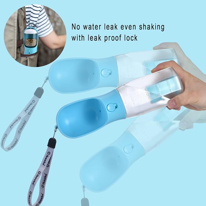 Cibaabo Dog Water Bottle with Food Container & Poop Bag Holder & Filter | Feeding & Hydration & Waste All in One | Travel Puppy Water Bowl | Portable Pet Dispenser | Dog Gifts | for Walking Beach - Image 5