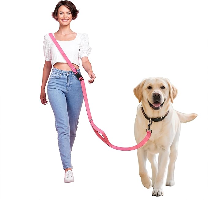 Hands Free Dog Leash,Galaxy Reflective, Crossbody Dog Leash,Pink | Galaxy Reflective • Crossbody Carry • Soft Velvet Handles • Stylish Design by JCHOUSEPetSupplies