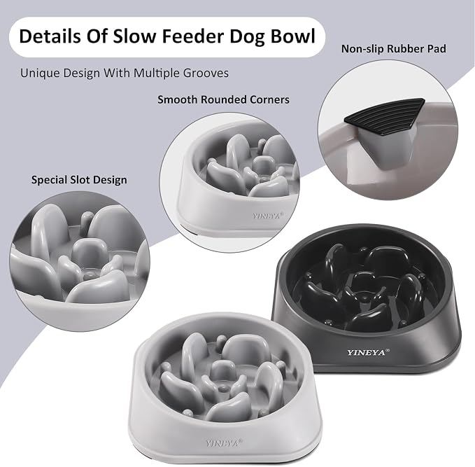 YINEYA 2PCS Slow Feeder Dog Bowls, Pet Supplies that Slow Down Eating, Pet Food Bowls, Maze Dog Puzzle Feeder for Medium Breed - Image 4
