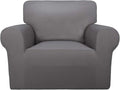 PureFit Stretch Chair Covers Fleece Couch Covers for Sofa Light Gray | 1-Piece Spandex Couch Cover Soft Couch Protector, Sofa Cover Washable with Non Skid Foam and Elastic Bottom for Kids, Dogs by PureFit
