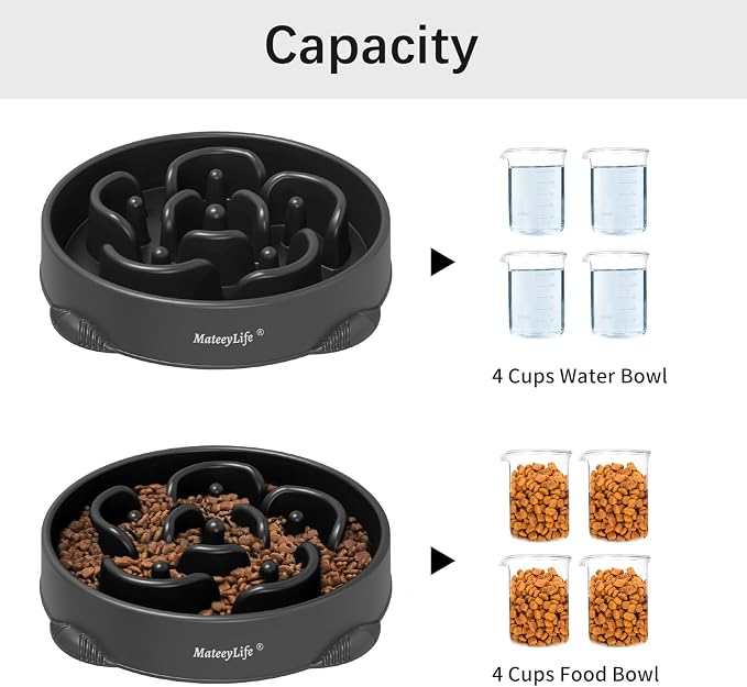 MateeyLife 1-Pack Slow Feeder Dog Bowls, 4 Cups, Dog Puzzle Feeder Bowl | Food-contact safe, dishwasher safe, non-slip base, maze design, for fast eaters, for dogs and cats, daily mealtimes - Image 5