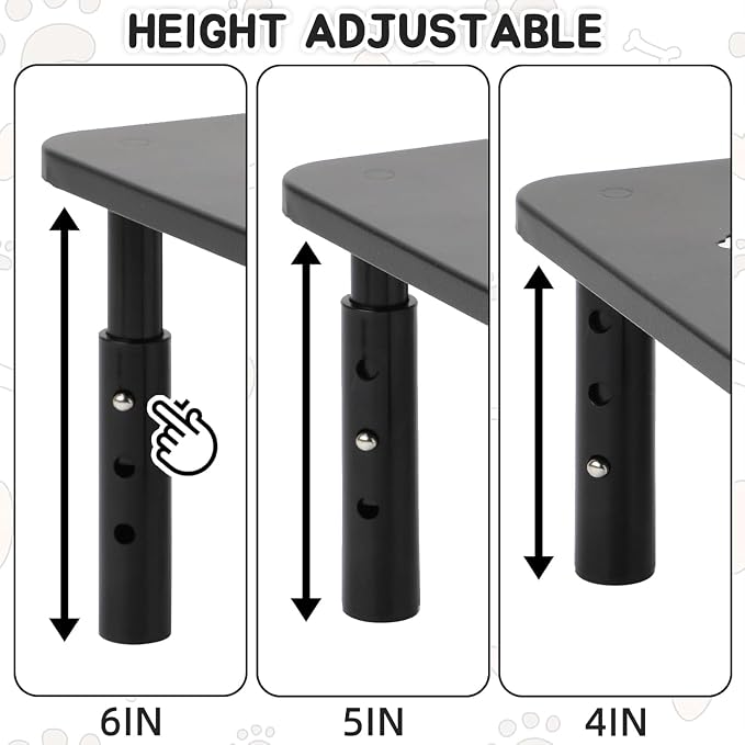 Elevated Cat Food Stand, Adjustable Automatic Cat Feeder Station | 4/5/6 in Adjustable Cat Feeding Station, 14.5 x 9 in Platform, Fits Most 4-6 L Automatic Feeders, Non-Slip Base, Black - Image 6