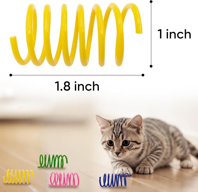 Cat Spring Toys 90 Pack, Interactive Toys for Kittens to Swat, Bite & Hunt, Colorful Durable Plastic Spiral Springs for Indoor Cats - Image 2