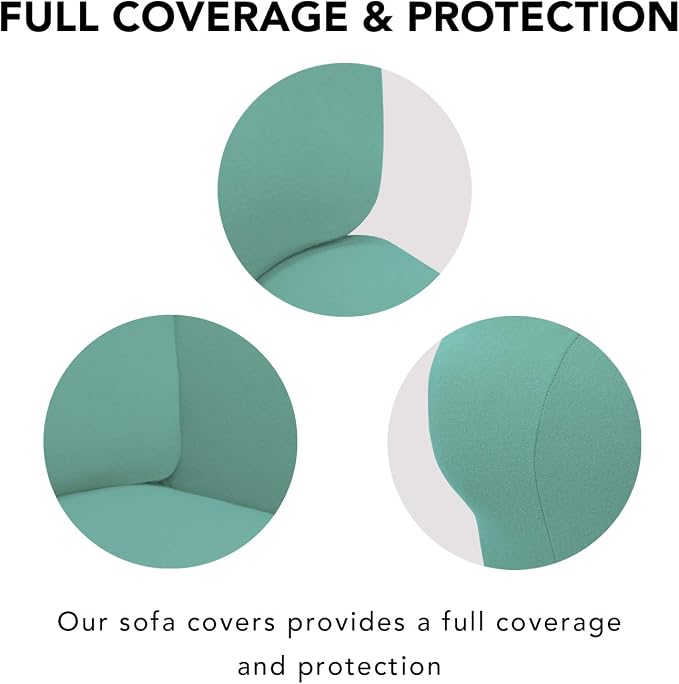 PureFit Stretch Couch Covers for Sofa Large Sofa Slipcovers Cyan | 1-Piece Sofa Cover Washable Soft Couch Protector, Couch Slipcover with Non Skid Foam and Elastic Bottom for Kids, Dogs - Image 3