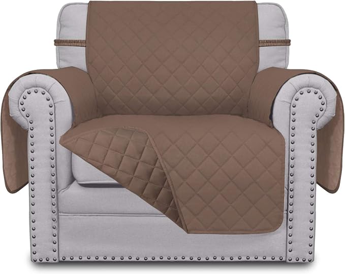 Easy-Going Reversible Couch Cover, Small Chair, Brown/Brown | Machine Washable Slipcover For Dogs, Water Resistant Furniture Mat For Living Room, Non-Slip Sofa Cover, Pet Friendly by Easy-Going