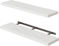 Fixwal Floating Wall Shelves for Decor (White, Set of 2, 35.4Inch) | MDF Shelf with Metal Brackets, Space Saving for Books , Decor, Fits Bathroom, Kitchen, Bedroom, or Office by Fixwal