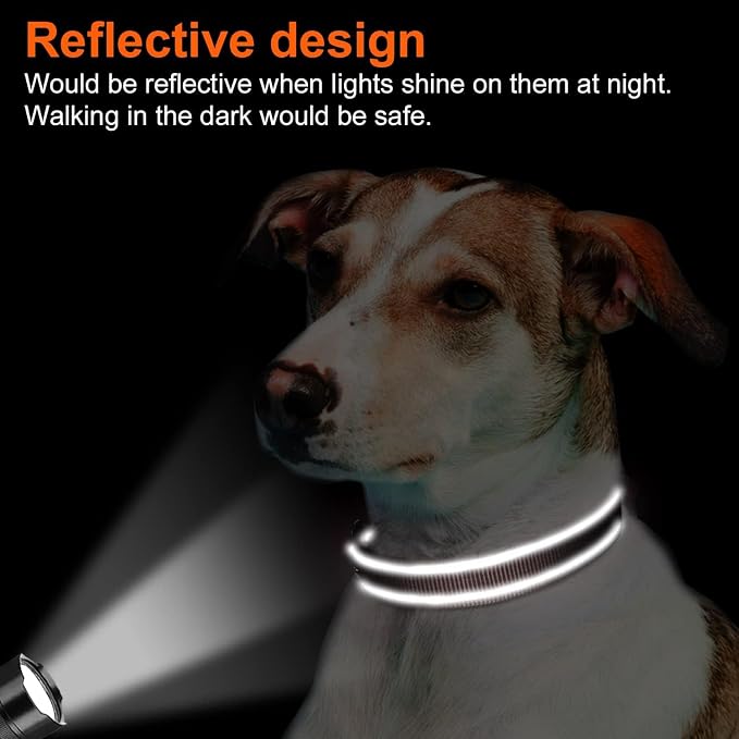Joytale Reflective Dog Collar, Adjustable Neoprene Padded, Brown XL | Breathable Nylon for Large Breeds, No Chafing on Hikes and Outdoor Use, Tear-Resistant Webbing, Metal D-Ring, Night Safety - Image 5