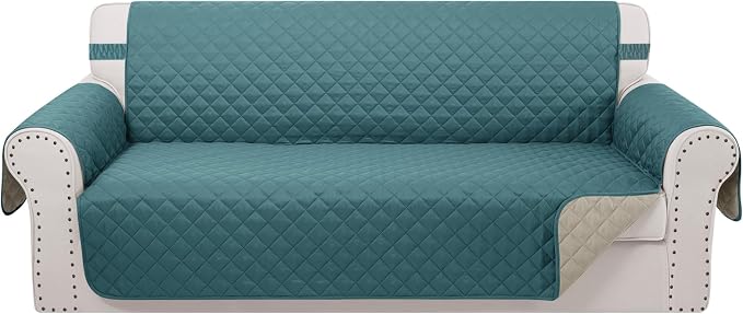 Reversible Couch Cover for 3 Cushion, Sofa, Blue/Beige | Couch Cover for Sofa, Pet Friendly Water Repellent Couch Sofa Cover, Washable Furniture Protector with Elastic Straps by LuxshareHome